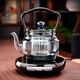 Gaoming 2025 new style glass teapot thickened high temperature resistant teapot household ultra-thin small electric ceramic stove teamaking set large capacity Mingfeng stove + Chenxi pot - black color