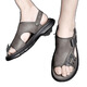 TTPMER Summer Men's Sandals Imitation Leather Comfortable Thick Sole Anti-Slip Beach Shoes Casual Soft Sole Sandals Gray 9923 38 [In Activity]