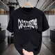Jeep Spirit American poids lourd coton pur t-shirt à manches courtes t-shirt masculin Summer Ins TRENDY Retro T-shirt Casual Volylemor Top lâche [7036-The Moon] Black M 90-110Jin [Jin est égal à 0,5 kg]