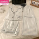 Modal Green Small Fresh Pure Cotton Gauze Pyjamas pour femmes en printemps et en été, étudiant à manches courtes mignons fille trois pièces, vêtements à la maison yunduo Cotton-9902 # Star Kt Cat Treece Set M [Suggestion 75-100jin [Jin est égal à 0,5 kg]]]