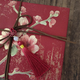 Chinese-style birthday and holiday gift wrapping paper, high-end retro large-size antique gift box, floral decorations, 2 pieces of Luoshen red paper + 10m leather cord + 1 random tassel