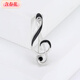 Containing spring flowers, Japanese and Korean personalized note brooch, alloy dripping oil, simple and elegant suit shirt pin for men and women, silver