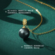 Pearl Queen (PearlQueen) Tahitian seawater black pearl pendant 18k gold buckle head money buckle round necklace 8-9mm