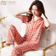 
Modal summer pure cotton pajamas for women short-sleeved trousers thin 2025 new plaid cotton summer mother home clothes A9923 M Suggestion-80-95Jin[Jin equals 0.5 kg]