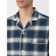 MUJI side seamless flannel pajamas men's home wear winter dark blue plaid 5A L