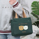 Qumuye 2025 New Handbag Canvas Large Capacity Simple Lunch Box for Office Workers Student Mommy Versatile Lunch Box Bag 2 Bear Letters-Dark Green