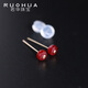 Ruohua (RUOHUA) feather foam 5-6mm faceted pigeon blood ruby earrings women's colorful earrings birthday gift