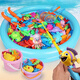 EZR fishing toy children's fishing rod with magnetic suction to catch small fish inflatable pool toy magnetic fishing 38-piece set