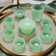 Fumei Ancient House high-end sky blue jade porcelain Kung Fu tea set light luxury tea bowl high-end reception office complete gift box set Sapphire-jade porcelain tea set 10 pieces