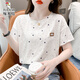 Woodpecker pure cotton loose printed T-shirt women's trendy summer wear new versatile T-shirt top 1396# white L suitable for 110-119Jin Jin equals 0.5 kg