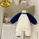 Disney (Disney) baby winter thin cotton jumpsuit for boys, stylish quilted autumn and winter rompers to keep warm when going out, plus cotton hugging clothes, royal blue 80