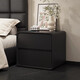 Black bedside table light luxury high-end solid wood wabi-sabi style storage cabinet home bedroom 2025 hot style bedside cabinet solid wood drawer + ninth generation cat claw leather starry sky black 50*40*47cm