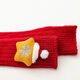 Fashionable New Year's popular cotton cartoon Christmas knee-high socks with red stars, 3 pairs, 0-1 years old (S), foot length 9-11cm