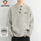 Paul Frank Sweater Men's Autumn and Winter Versatile Loose Knitwear Men's Jacket Trendy Brand Wool Bottoming Shirt Light Gray XL