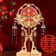 Shiniao Tuanfan Wedding Bride DIY Material Xiuhe New Wedding Fan Handmade Wedding Fan Finished Double-Sided Wedding Fan for a Lifelong Love Tuanhua Double-Sided Two-Color Finished Product Well Done Wedding Fan Fan Stand