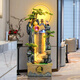 Canjiang (CANJIANG) Alpine flowing water ornaments circulating water feng shui wheel office living room floor-standing lucky water curtain wall opening gift decoration Jinhong Naji-Small
