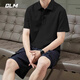 GLM短袖t恤男透气夏季翻领polo衫速干T恤冰丝感休闲运动上衣黑色XL