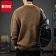 New Balance 2025 Winter Trendy Sweater Men's American Retro Henley Collar Versatile Heavyweight Casual Sweater Autumn and Winter Jacket Gray Blue L Size Suitable Weight 115-130Jin Jin is equal to 0.5 kg