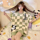 Mu fengqing sommer pyjamas Frauen Kurzärärmelte Shorts Anzug Cartoon Dünne Fett MM Plus Größe LOSS DER PAJAMAS OUTS 694 Kapibala + 693 Black Smiley Face M [Vorgeschlagene 80-98 Jin [Jin gleich 0,5 kg]]]
