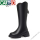 Cartelo Samt verdickte Winterstiefel weiche Lederwolle hohe Stiefel, aber knietonische Stiefel Frauen, die nicht rutschdicke Fell integrierte Schneestiefel schwarz Wolle 38 240 mm