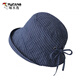 Woodpecker sun hat for women, Japanese plaid fisherman hat, summer thin breathable sunshade hat, sweet bow foldable style, dark blue, one size fits all, 55-59cm adjustable