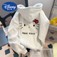 Disney (Disney) children's clothing girls cartoon Hello Kitty print hooded sweatshirt medium and large children junior high school students autumn and winter super nice top white gray sweatshirt spring and autumn regular style 160 cm