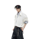 Jufeng Korean fake two-piece white long-sleeved shirt suit men's American striped splicing shirt and pants with a complete set of white shirt S (suitable for 85-100Jin Jin equals 0.5kg)