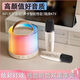 Bluetooth Audio Home Microphone Karaoke Colorful Lights Mini Portable High-Quality Audio Gift Microphone Player Beige Double Wheat