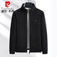Pierre Cardin jacket men's spring and autumn polar fleece sherpa double-sided fleece fashionable stand-up collar warm jacket dark blue XL