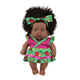 Zododo African black doll cute doll comfort baby sleeping doll vinyl reborn fake doll children's toy girl Q81004C blue and green picture overalls 1m