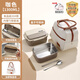 Japan imported MUJIE stainless steel insulated lunch box for office workers microwave oven heated insulated lunch box lunch box thickened 304 steel coffee color - single grid 1500ml tableware insulated bag dishwashing cotton