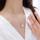 Zhuji freshwater pearls 18K gold melon seed buckle round white pendant temperament women fashion elegant holiday gift selected white round beads 11-12mm 18K gold melon seed buckle pendant + S925 silver gold chain