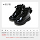 Fuluo Mi Girls Martin Boots Spring and Autumn Sweet and Fashionable Princess Boots Little Girls Versatile Black Short Leather Boots Shadow Black 35