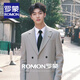 ROMON men's suit suit double-breasted groom wedding dress business formal high-end banquet host suit for men black suit + shirt + pants XL 151-165Jin Jin equals 0.5 kg