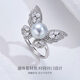 Meluxe S925 silver akoya gray seawater pearl ring butterfly live pearl female ring birthday gift for wife akoya gray 6-6.5mm