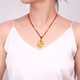 Dewey Van gold-wrapped 999 solid gold pendant G gold lily of the valley transfer bead pendant hand-woven rope for girlfriend in the year of birth, plain ring lily of the valley pendant + braided black rope necklace (the gold layer is thicker)