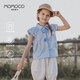 Mami Maca (MOMOCO) girls summer cotton shirt summer new breathable solid color rose three-dimensional shirt blue 110