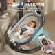 ULOP baby rocking chair to coax baby, baby electric rocking chair to coax baby to sleep, cradle bed, newborn full moon meeting gift, intelligent baby rocking chair to coax baby to sleep - dark gray, free mosquito net + Bluetooth + doll + sleeping pad + remote control