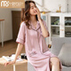 
Modal 2025 nightgown for women in summer ice silk thin half-sleeved imitation silk sexy summer loose large size pajamas home clothes white oak 9923 M 160