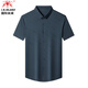Dress Inter Milán La camisa de manga corta de papá ropa de boda de mediana edad para hombres camisa de media manga de seda de verano azul de hombres (caja de regalo) XL