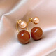 Idel Maillard Coffee Color Retro Contrast Color Ball Earrings Female Niche Design Two-Wear Earrings Light Luxury Earrings E3730 Maillard One Two-Wear Earrings