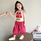 Qiyuxin Kinderkleidung Mädchen Weste Set Sommer 2025 Neue Mädchen ärmellose Top Bloomers Zwei-teilige Bildfarbe 110 (geeignet für Höhe 100-110 cm)