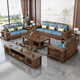 Wenting Yayuan Solid Wood Sofa Living Room New Chinese-style Storage Guifei Fabric Combination Light Luxury Small Apartment Furniture 9906 1+1+3+ Drawer Coffee Table [Storage] Cotton and linen cover