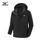 Mizuno outdoor jacket men's three-in-one jacket windproof two-piece warm mountaineering sportswear black M