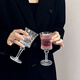 Chino French elegant ins transparent goblet high-value champagne glass red wine glass juice cup European relief glass small French style goblet/- 190ml 1 piece