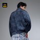 Cabin tie-dye washed PU jacket men's tie-dye PU workwear patch pocket stand collar Hong Kong style retro autumn jacket
