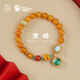 Potala Palace Colorful Chicken Oil Yellow Beeswax Bracelets for Men and Women Aquamarine Buddha Beads Bracelet Amber Beads for Wife’s Birthday Gift 925 Silver Inlaid with Sea Stone Beeswax Bracelets