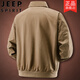 Jeep (JEEP) Spring and Autumn Washed Cotton Casual Loose Jacket Men's Fashion Large Size Loose Middle-aged Lapel Jacket Dad's Wear Army Green 2XL Suitable for Weight 160-170Jin Jin is equal to 0.5 kg
