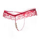 Women's sexy underwear can be used to flirt with pearls, feminine lace underwear, thong, Pretty in Pink, 3-pack S