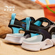 ANTA Children's Sandals Universal Big Children's Shoes 2025 Summer New Velcro Outdoor Baotou Soft Elastic Beach Shoes Black/Lake Blue-3 39